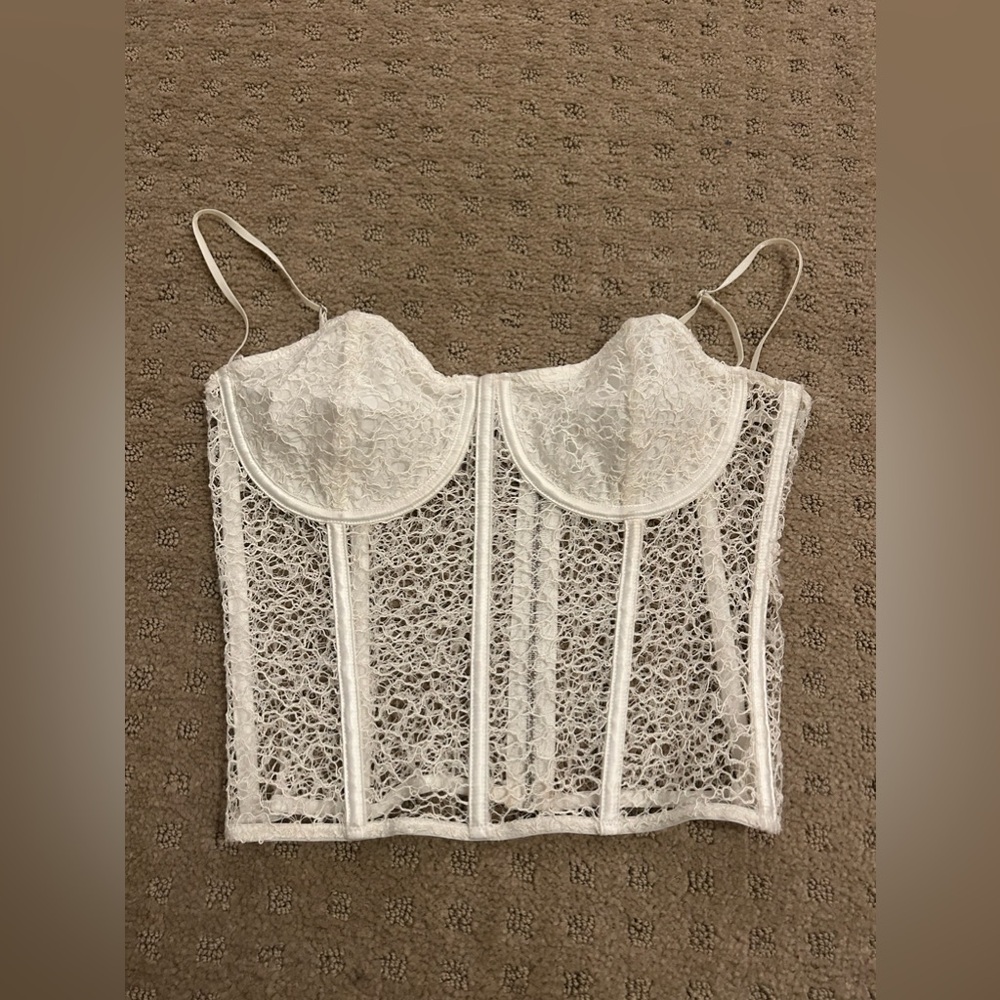 beginning boutique white net corset top